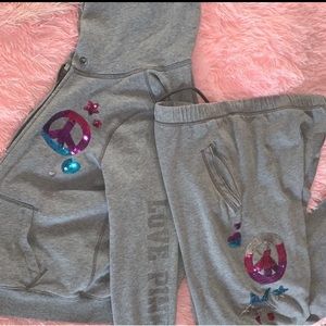 Vintage VS PINK Bling Peace Sign Boyfriend Set